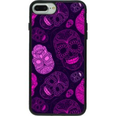iPhone 7 Plus / 8 Plus Case Hülle - Silikon schwarz Halloween 2023 pink skulls