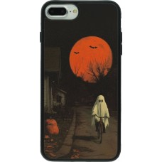 Coque iPhone 7 Plus / 8 Plus - Silicone rigide noir Halloween 2025 Ghost on a bicycle