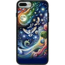 iPhone 7 Plus / 8 Plus Case Hülle - Silikon schwarz Fliegender Blumen-Eule
