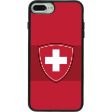 Coque iPhone 7 Plus / 8 Plus - Silicone rigide noir Hockey World Championship Ecusson Suisse