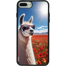 iPhone 7 Plus / 8 Plus Case Hülle - Silikon schwarz Lama Chic in Mohnblume