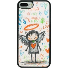 Coque iPhone 7 Plus / 8 Plus - Silicone rigide noir Little Angel Sketch Love