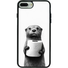 Coque iPhone 7 Plus / 8 Plus - Silicone rigide noir Loutre papier de toilette