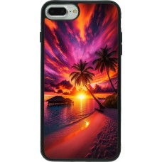 iPhone 7 Plus / 8 Plus Case Hülle - Silikon schwarz Malediven Abenddämmerung Glückseligkeit
