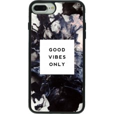 Coque iPhone 7 Plus / 8 Plus - Silicone rigide noir Marble Good Vibes Only