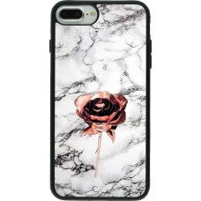 Coque iPhone 7 Plus / 8 Plus - Silicone rigide noir Marble Rose Gold