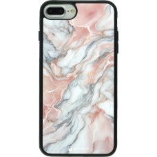 iPhone 7 Plus / 8 Plus Case Hülle - Silikon schwarz Rosa Leuchtender Marmor