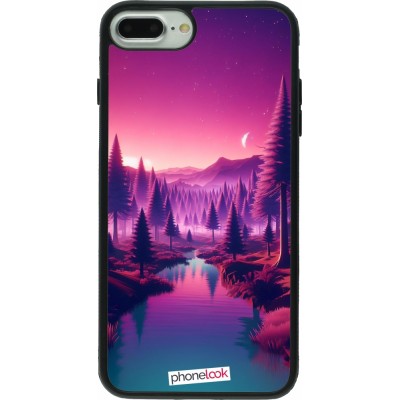 iPhone 7 Plus / 8 Plus Case Hülle - Silikon schwarz Lila-rosa Landschaft
