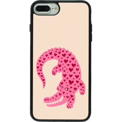 iPhone 7 Plus / 8 Plus Case Hülle - Silikon schwarz Pink crocodile 2026