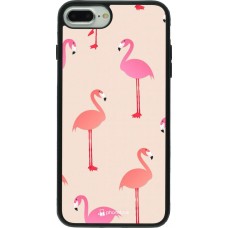 Coque iPhone 7 Plus / 8 Plus - Silicone rigide noir Pink Flamingos Pattern