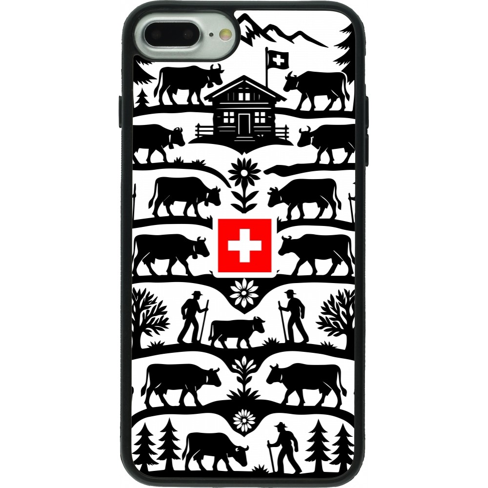 Coque iPhone 7 Plus / 8 Plus - Silicone rigide noir Poya Suisse 3
