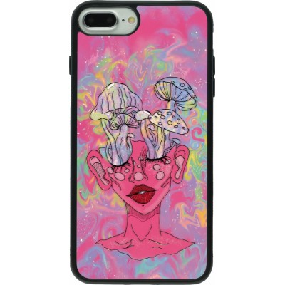 Coque iPhone 7 Plus / 8 Plus - Silicone rigide noir Psychedelic pink mushroom