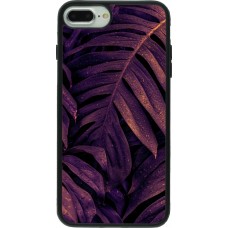 Coque iPhone 7 Plus / 8 Plus - Silicone rigide noir Purple Light Leaves