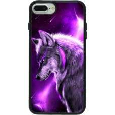 Coque iPhone 7 Plus / 8 Plus - Silicone rigide noir Purple Sky Wolf