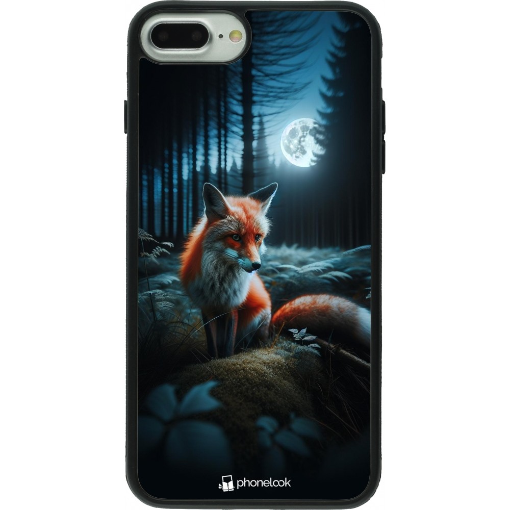 iPhone 7 Plus / 8 Plus Case Hülle - Silikon schwarz Fuchs Mond Wald