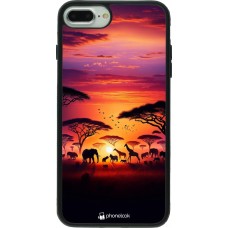 iPhone 7 Plus / 8 Plus Case Hülle - Silikon schwarz Safari Sonnenuntergang Wildtiere