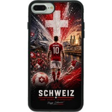 Coque iPhone 7 Plus / 8 Plus - Silicone rigide noir Football Schweiz splash 2026