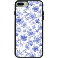 iPhone 7 Plus / 8 Plus Case Hülle - Silikon schwarz Spring 23 watercolor blue flowers
