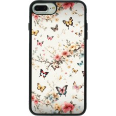 Coque iPhone 7 Plus / 8 Plus - Silicone rigide noir Spring 25 Papillons Légers