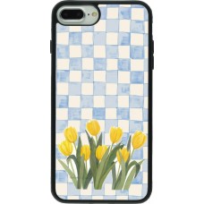 Coque iPhone 7 Plus / 8 Plus - Silicone rigide noir Blue vichy tulips 2026