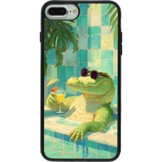 iPhone 7 Plus / 8 Plus Case Hülle - Silikon schwarz Crocodile in the swimming pool Summer 2026