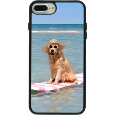 Coque iPhone 7 Plus / 8 Plus - Silicone rigide noir Summer Dog on Paddle