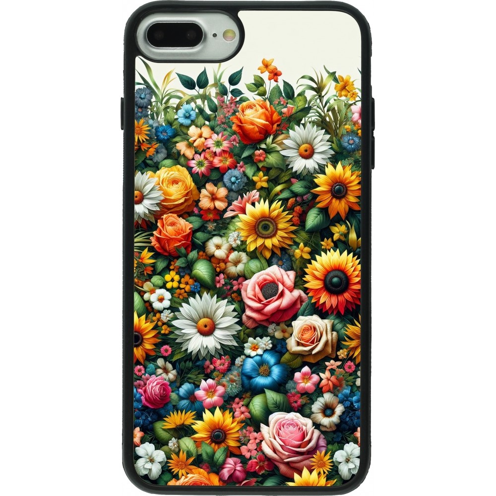iPhone 7 Plus / 8 Plus Case Hülle - Silikon schwarz Sommer Blumenmuster