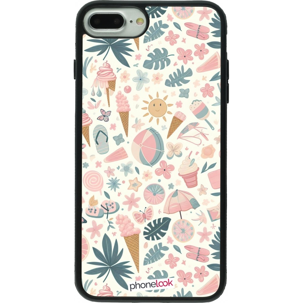 iPhone 7 Plus / 8 Plus Case Hülle - Silikon schwarz Sommer Pink Muster
