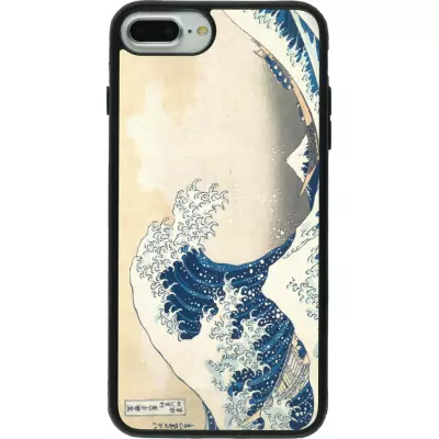 Coque iPhone 7 Plus / 8 Plus - Silicone rigide noir Tableau art - La Grande Vague de Kanagawa - Hokusai