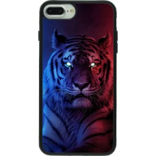 Coque iPhone 7 Plus / 8 Plus - Silicone rigide noir Tiger Blue Red
