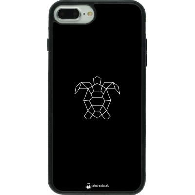 Coque iPhone 7 Plus / 8 Plus - Silicone rigide noir Turtles lines on black