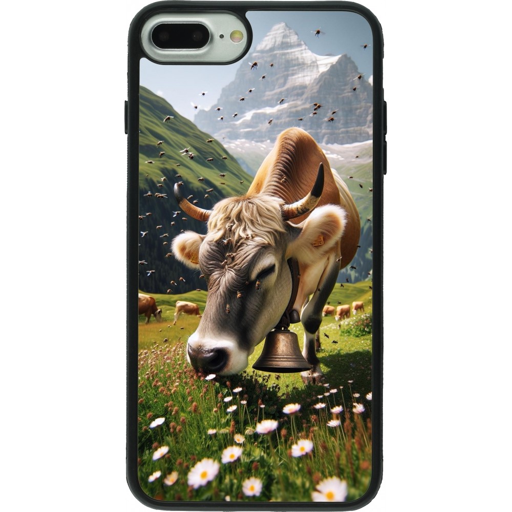 iPhone 7 Plus / 8 Plus Case Hülle - Silikon schwarz Kuh Berg Wallis