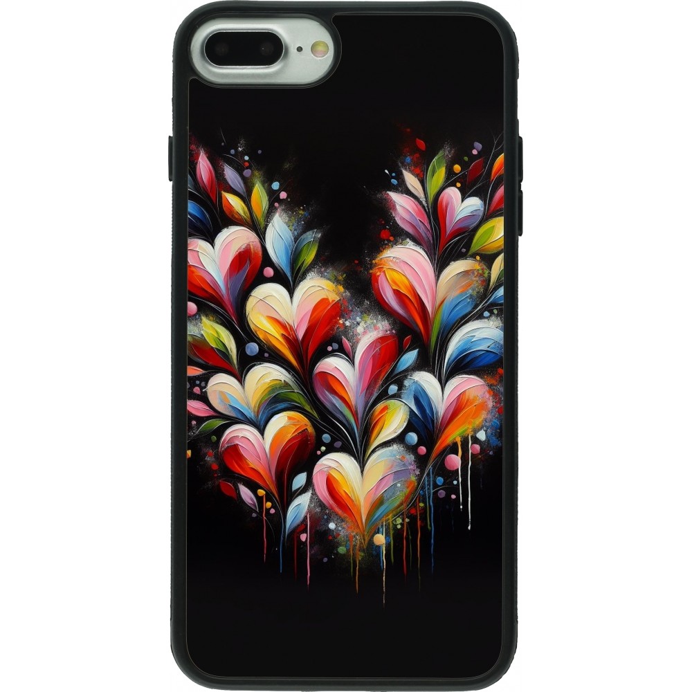 iPhone 7 Plus / 8 Plus Case Hülle - Silikon schwarz Valentin 2024 Schwarzes Herz Abstrakt
