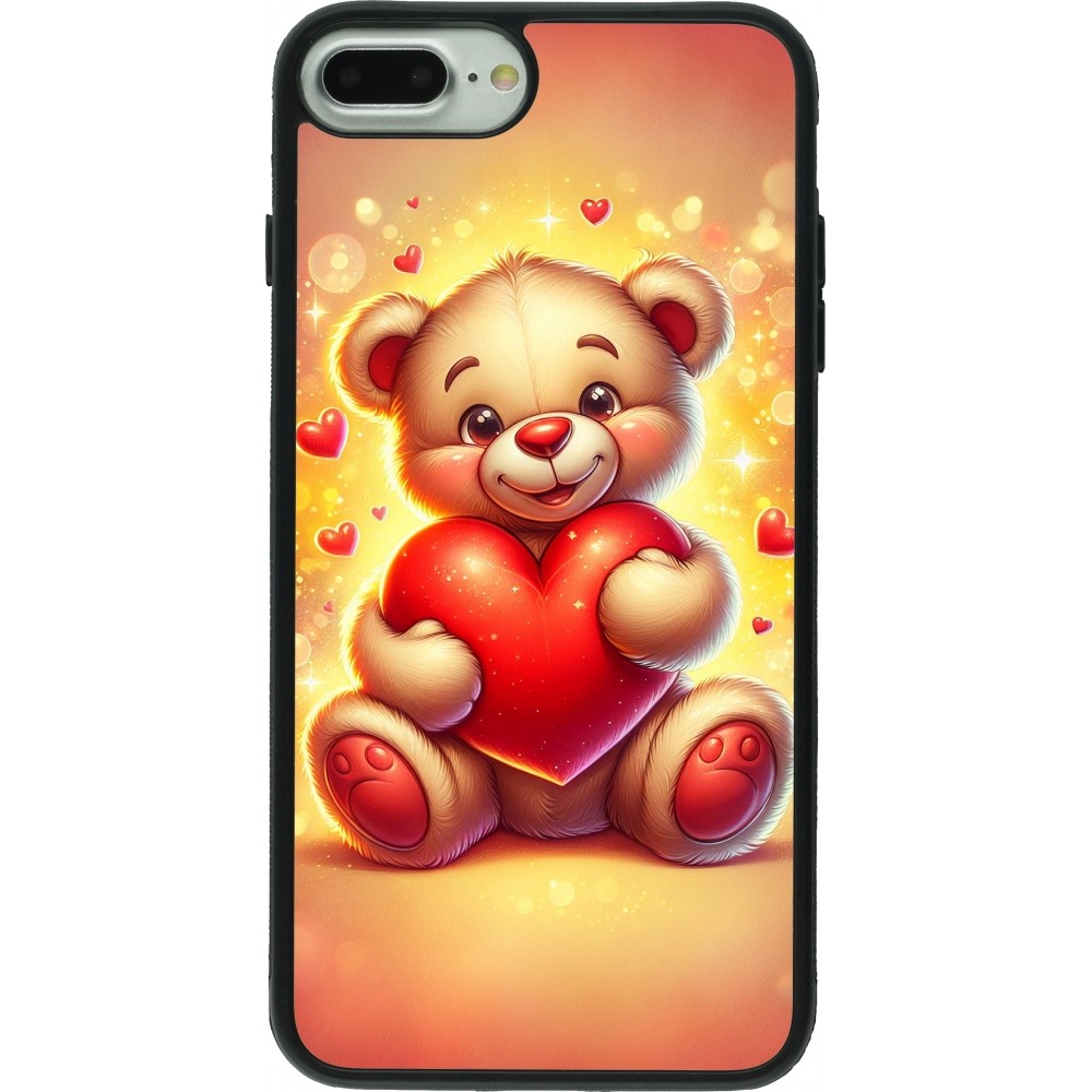 iPhone 7 Plus / 8 Plus Case Hülle - Silikon schwarz Valentin 2024 Teddy Liebe