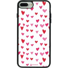 Hülle iPhone 7 Plus / 8 Plus - Silikon schwarz Valentine 2022 Many pink hearts