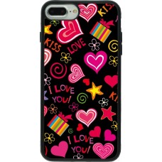 Coque iPhone 7 Plus / 8 Plus - Silicone rigide noir Valentine 2023 love symbols