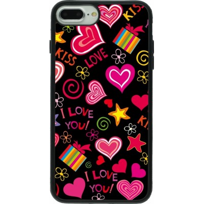 iPhone 7 Plus / 8 Plus Case Hülle - Silikon schwarz Valentine 2023 love symbols