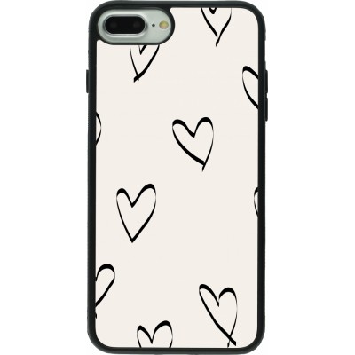 iPhone 7 Plus / 8 Plus Case Hülle - Silikon schwarz Valentine 2023 minimalist hearts