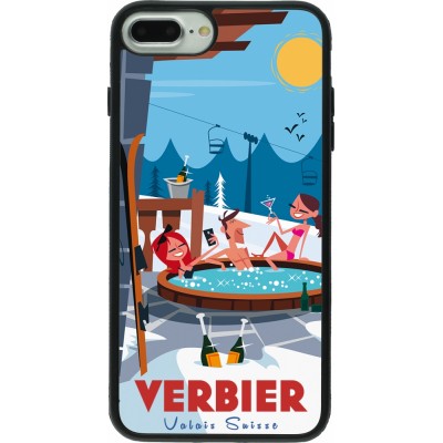 Coque iPhone 7 Plus / 8 Plus - Silicone rigide noir Verbier Mountain Jacuzzi