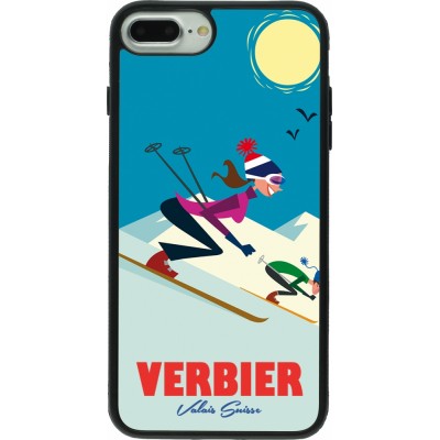 Coque iPhone 7 Plus / 8 Plus - Silicone rigide noir Verbier Ski Downhill