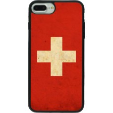 Coque iPhone 7 Plus / 8 Plus - Silicone rigide noir Vintage Flag SWISS