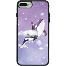 Coque iPhone 7 Plus / 8 Plus - Silicone rigide noir Whale in sparking stars