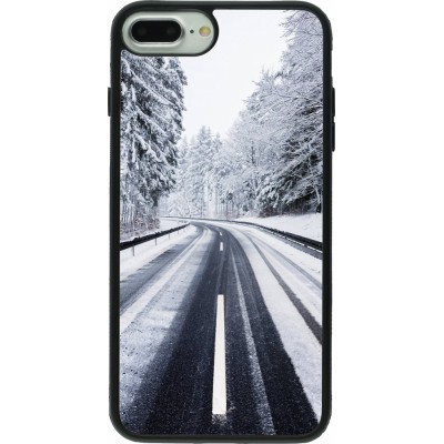 iPhone 7 Plus / 8 Plus Case Hülle - Silikon schwarz Winter 22 Snowy Road