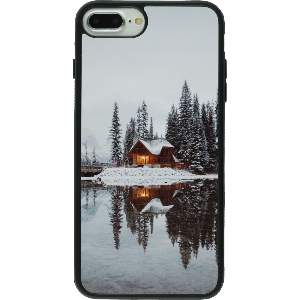 Coque iPhone 7 Plus / 8 Plus - Silicone rigide noir Winter 25 Winter house forest afternoon