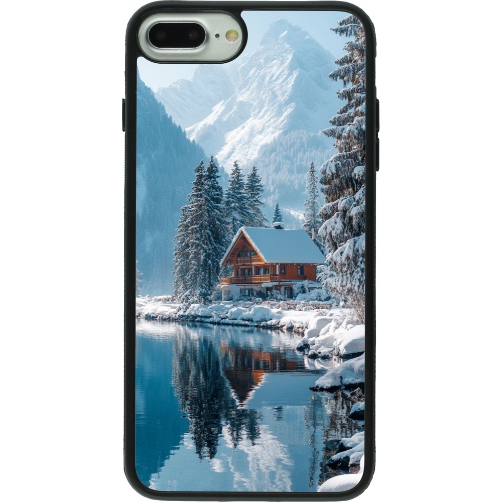 Coque iPhone 7 Plus / 8 Plus - Silicone rigide noir Winter 25 Winter house forest day
