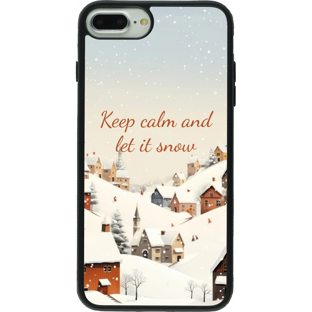 Coque iPhone 7 Plus / 8 Plus - Silicone rigide noir Winter 25 Winter Keep calm and let it snow