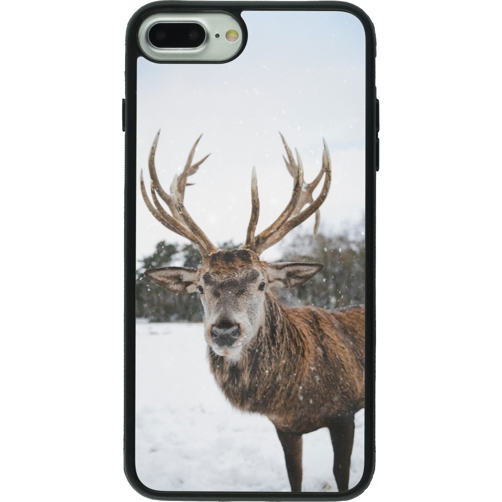 Coque iPhone 7 Plus / 8 Plus - Silicone rigide noir Winter 25 Winter reindeer