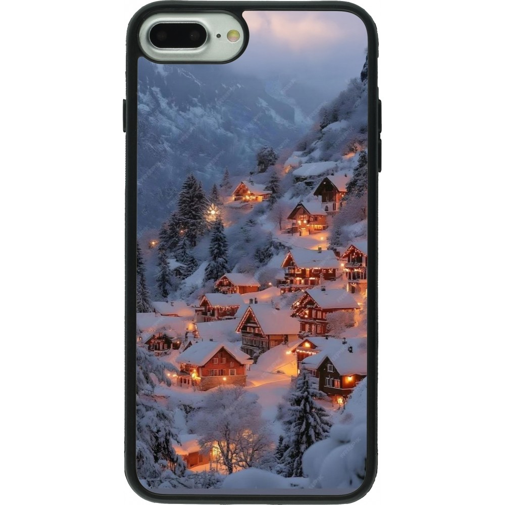 Coque iPhone 7 Plus / 8 Plus - Silicone rigide noir Winter 25 Winter snowy village