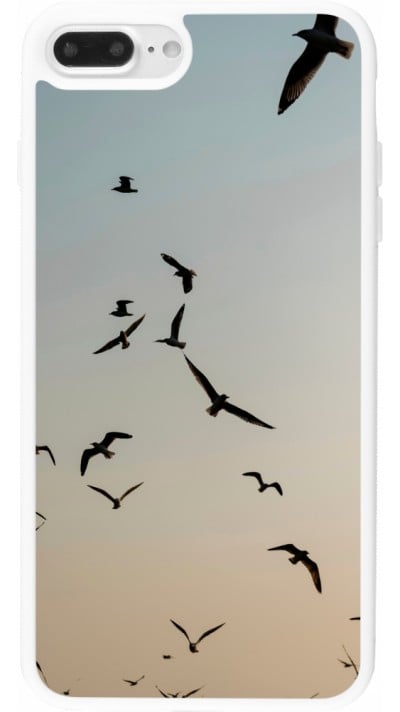 iPhone 7 Plus / 8 Plus Case Hülle - Silikon weiss Autumn 22 flying birds shadow