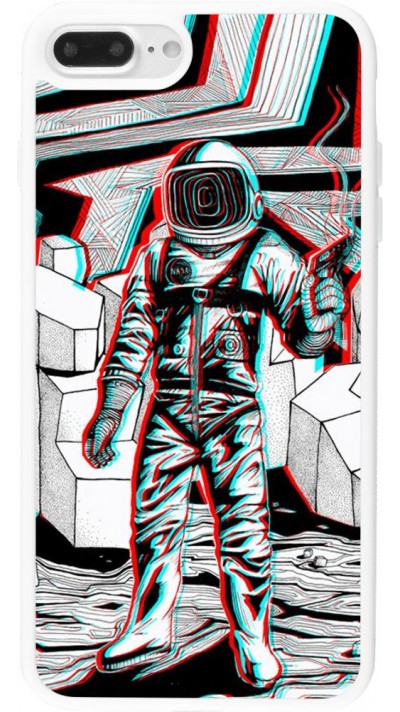 Hülle iPhone 7 Plus / 8 Plus - Silikon weiss Anaglyph Astronaut